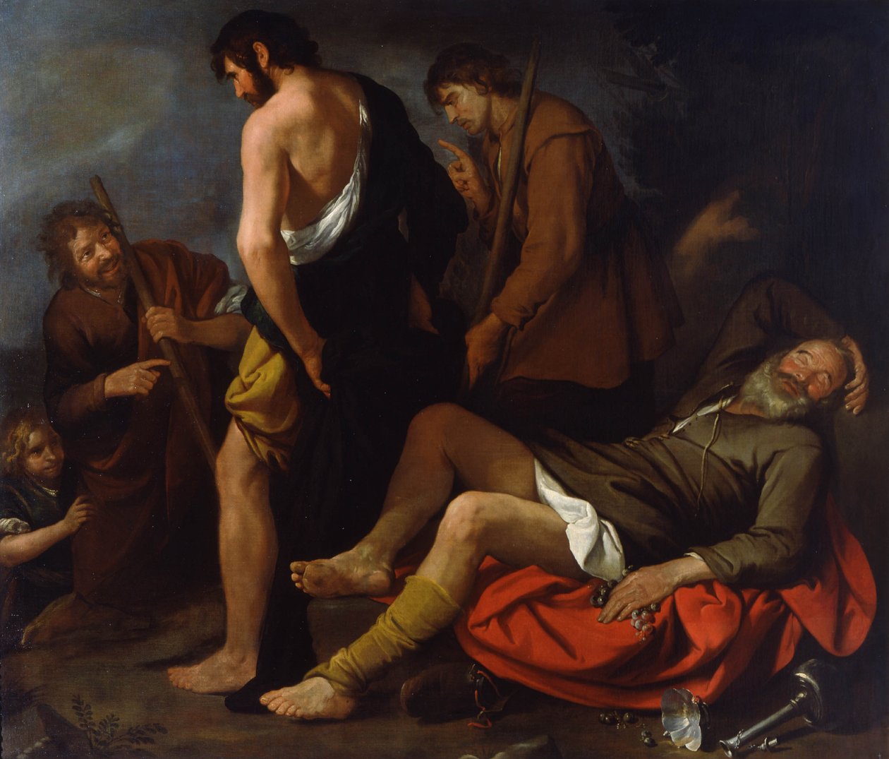 Dronkenschap van Noach, 1630-1640 door Giovanni Andrea de Ferrari