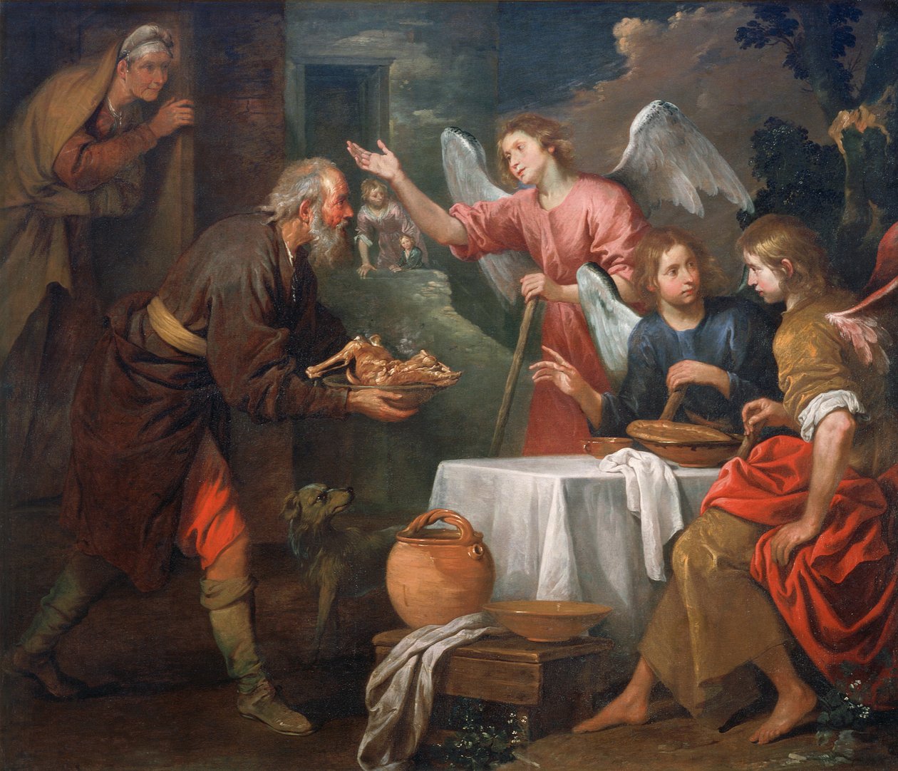 Abraham en de drie engelen door Giovanni Andrea di Ferrari