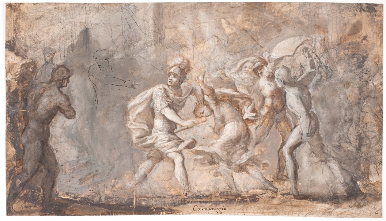 Tarpeia verpletterd onder de schilden van de Sabijnen door Giovanni Angelo Canini