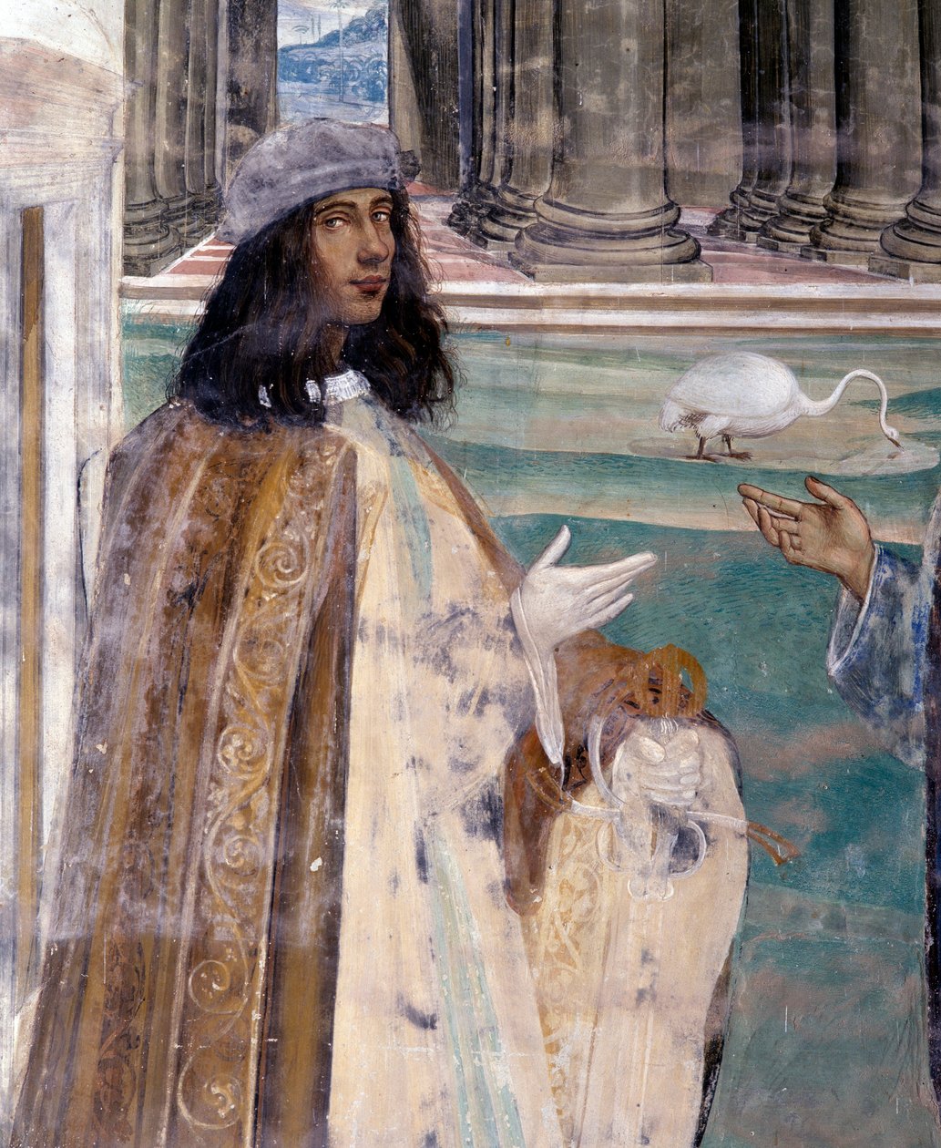 Sint Benedictus repareert een gebroken zeef (detail) door Giovanni Antonio Bazzi Sodoma