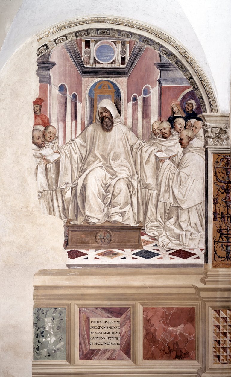 Sint Benedictus geeft de regel aan de monniken (fresco door Antonio Bazzi) door Giovanni Antonio Bazzi Sodoma