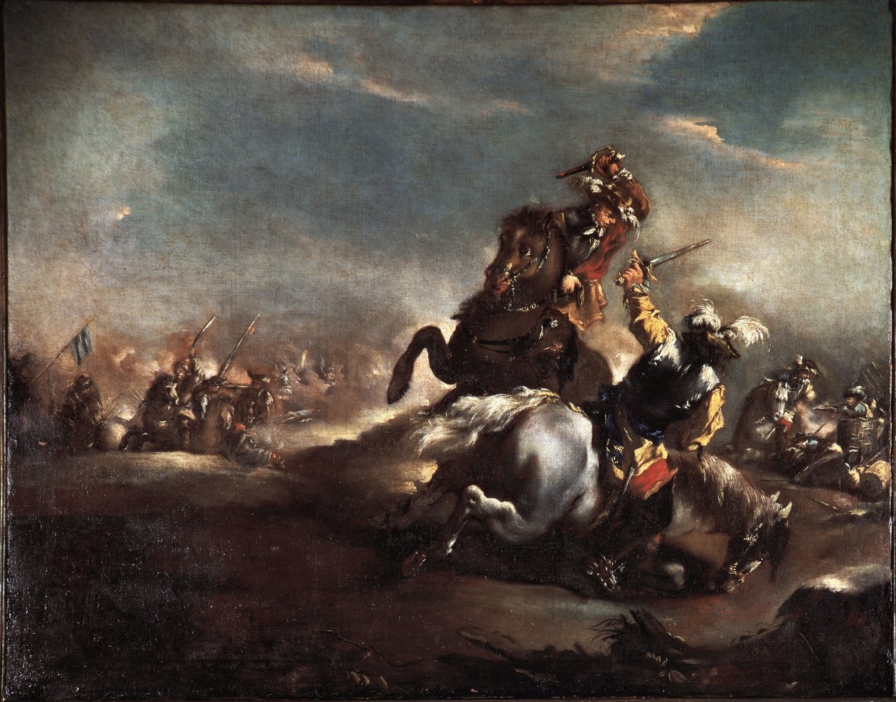Duel van ridders door Giovanni Antonio Guardi