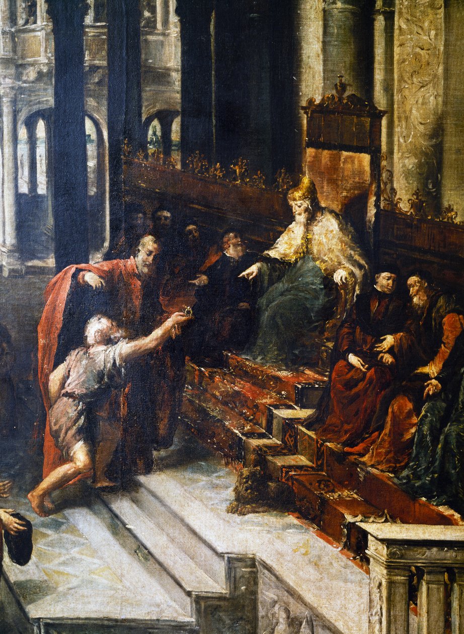 Visser geeft de ring aan de Doge van Venetië Bartolomeo Gradenigo door Giovanni Antonio Guardi