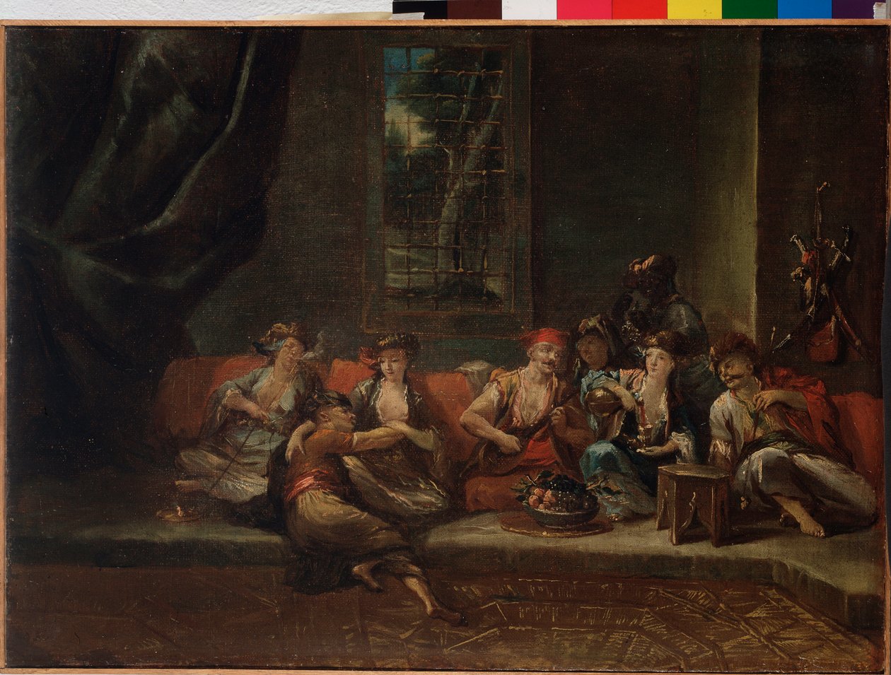 Het harem, Turkse scène door Giovanni Antonio Guardi
