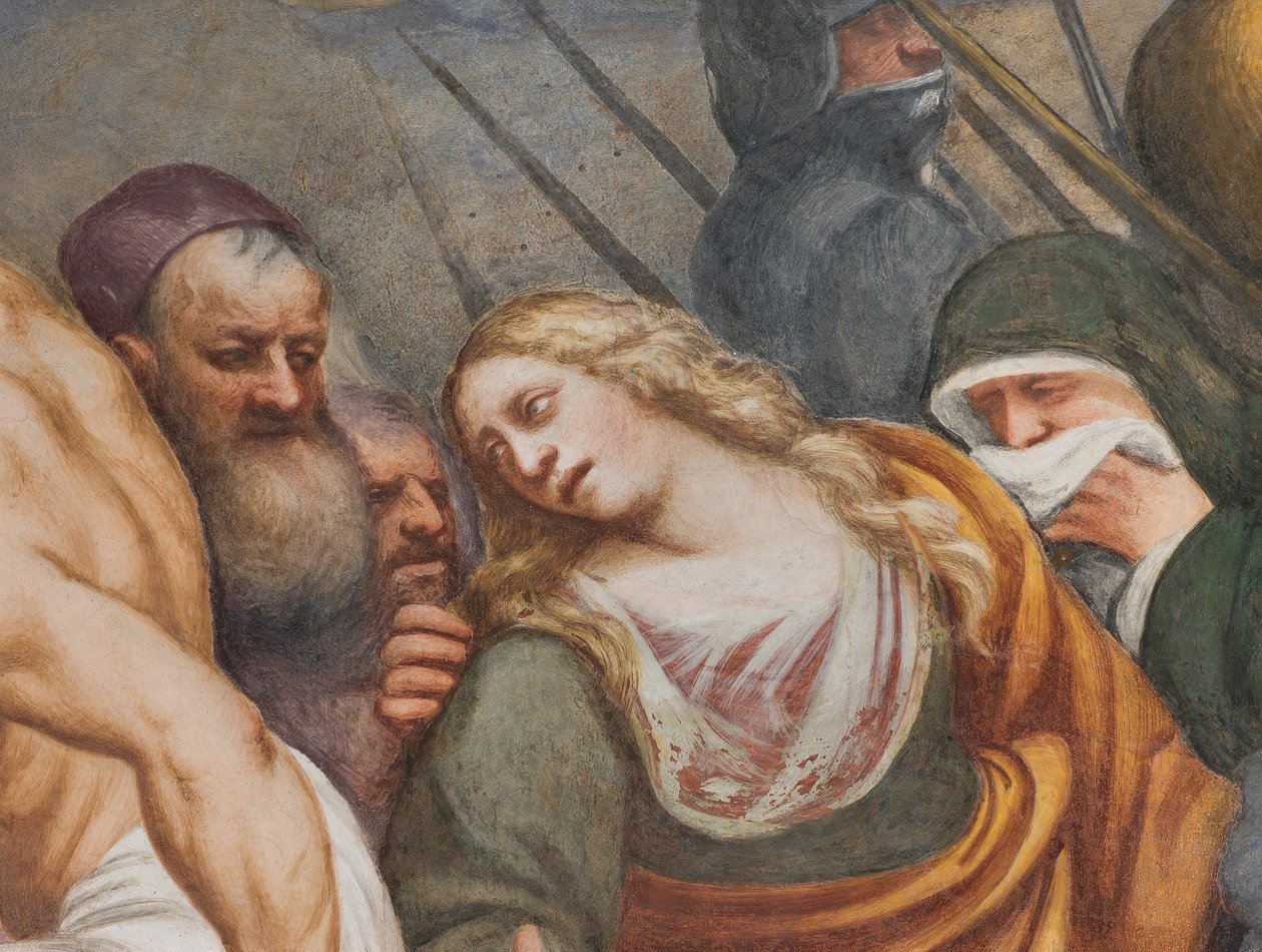 Centrale Beuk, Tweede Zuidelijke Span, Jezus valt onder het Kruis, Il Pordenone door Giovanni Antonio Pordenone