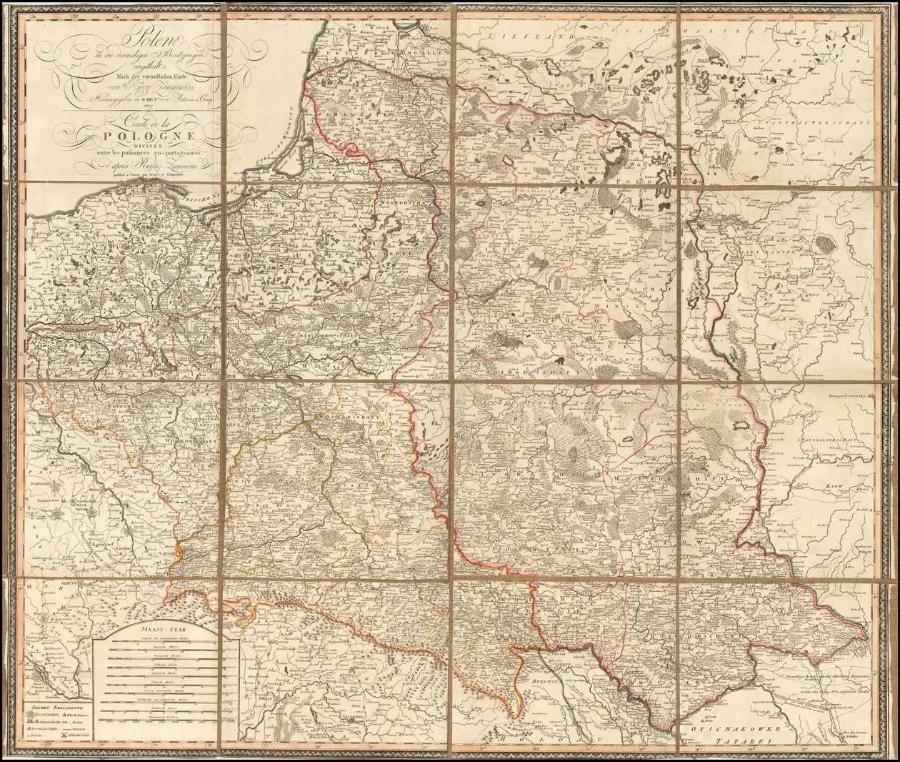1807 kaart van Polen door Giovanni Antonio Rizzi Zannoni