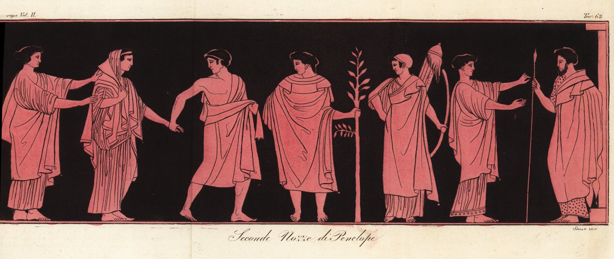 De bruid Penelope in trouwsluier met haar pronuba of ere-dame door Giovanni Antonio Sasso