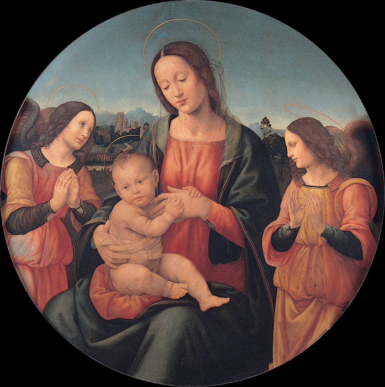 Madonna met het Kind en engelen door Giovanni Antonio Sogliani