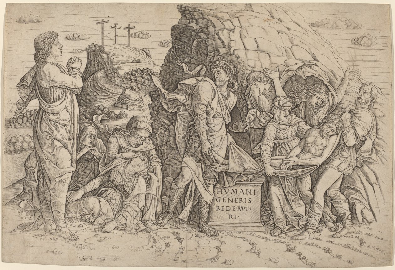 De Graflegging door Giovanni Antonio da Brescia, after Andrea Mantegna