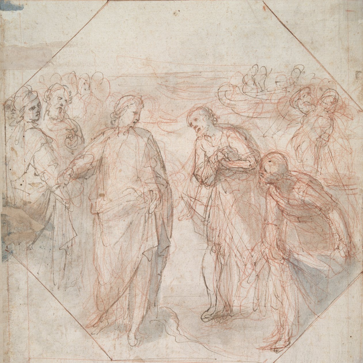 De Val van Simon Magus (recto); De Roeping van Jacobus en Johannes (of van Petrus en Andreas) (verso) door Giovanni Balducci