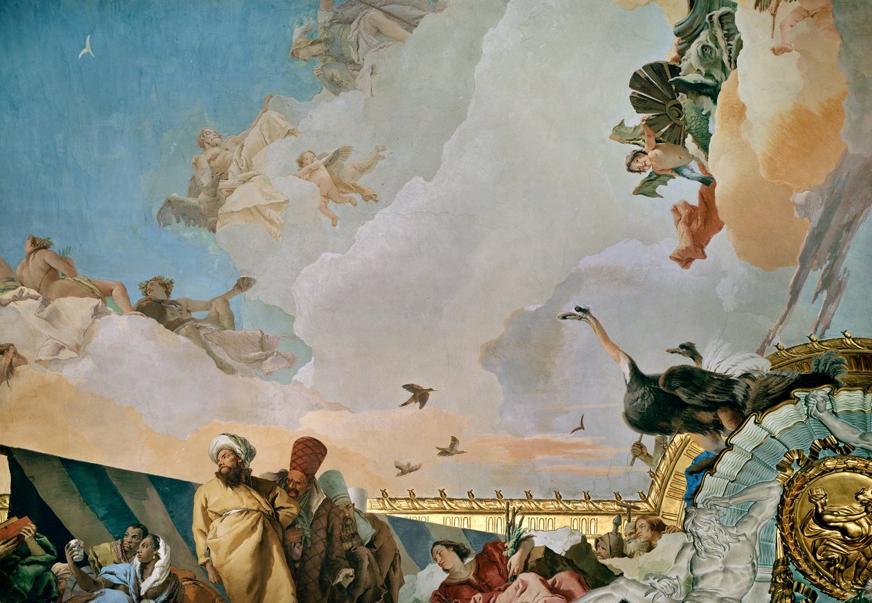 Allegorie op het oosten, plafondfresco in de troonzaal van het Koninklijk Paleis, Madrid (fresco) door Giovanni Battista (1696-1770) Tiepolo