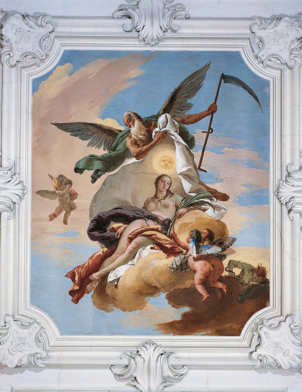 Tijd die Jaloezie jaagt en Waarheid ontdekt, fresco, Villa Loschi-Zileri, Biron, Monteviale, Italië door Giovanni Battista Tiepolo