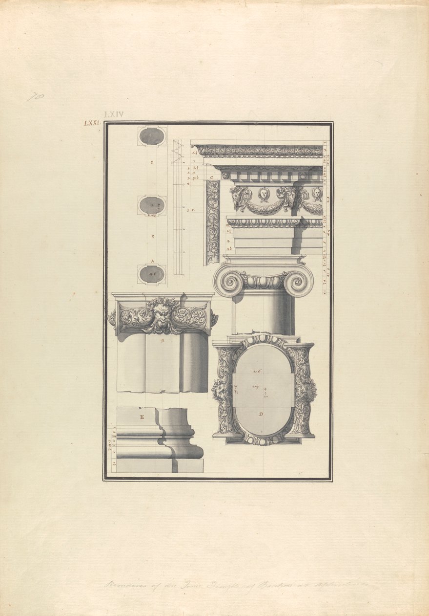 Overblijfselen van een Ionische tempel van Bacchus in Aphrodisias door Giovanni Battista Borra