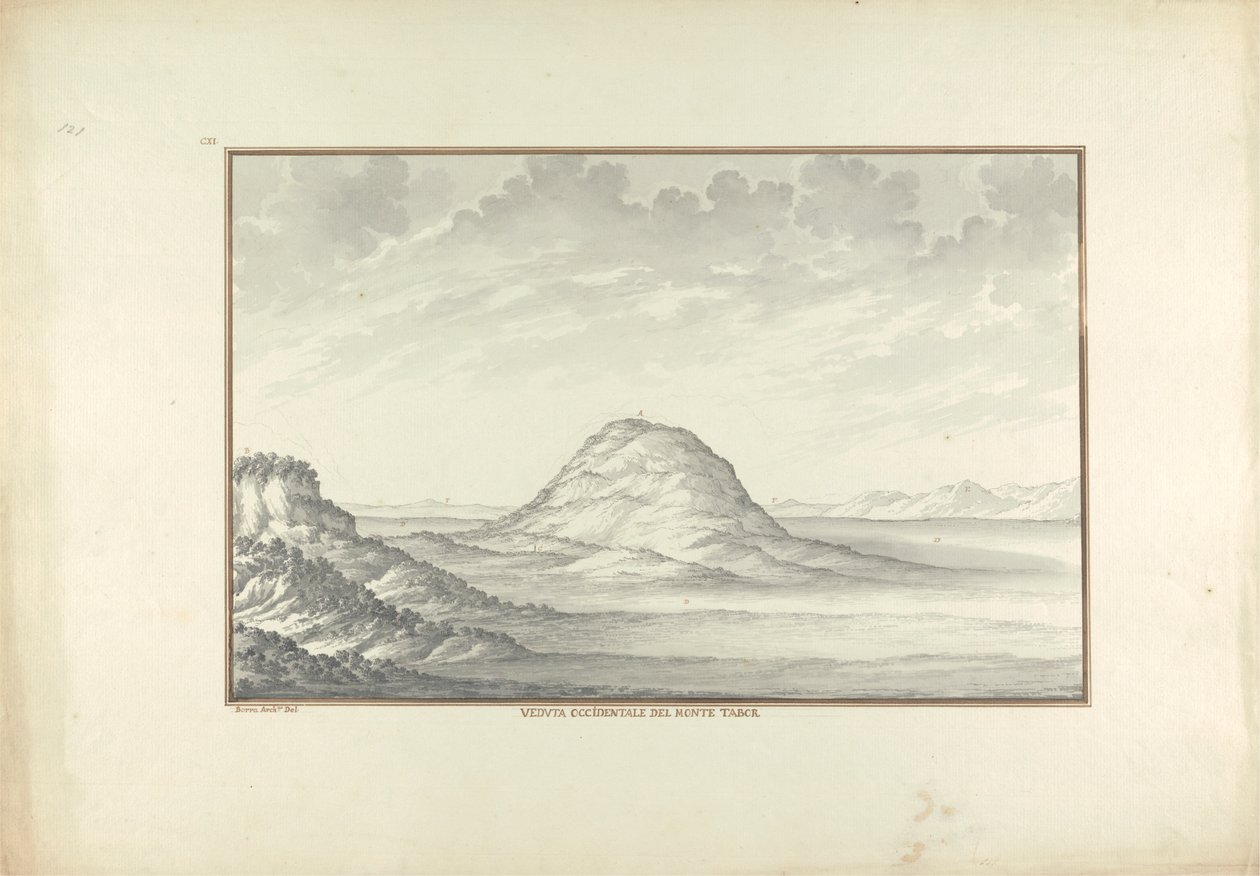 Westelijk uitzicht op de berg Tabor door Giovanni Battista Borra