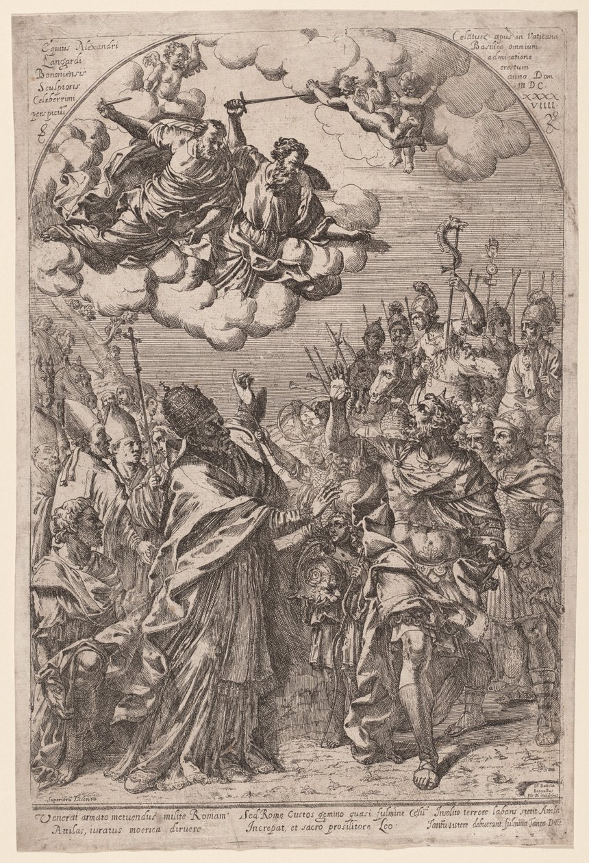 Attila bij de poorten van Rome door Giovanni Battista Bracelli, after Alessandro Algardi