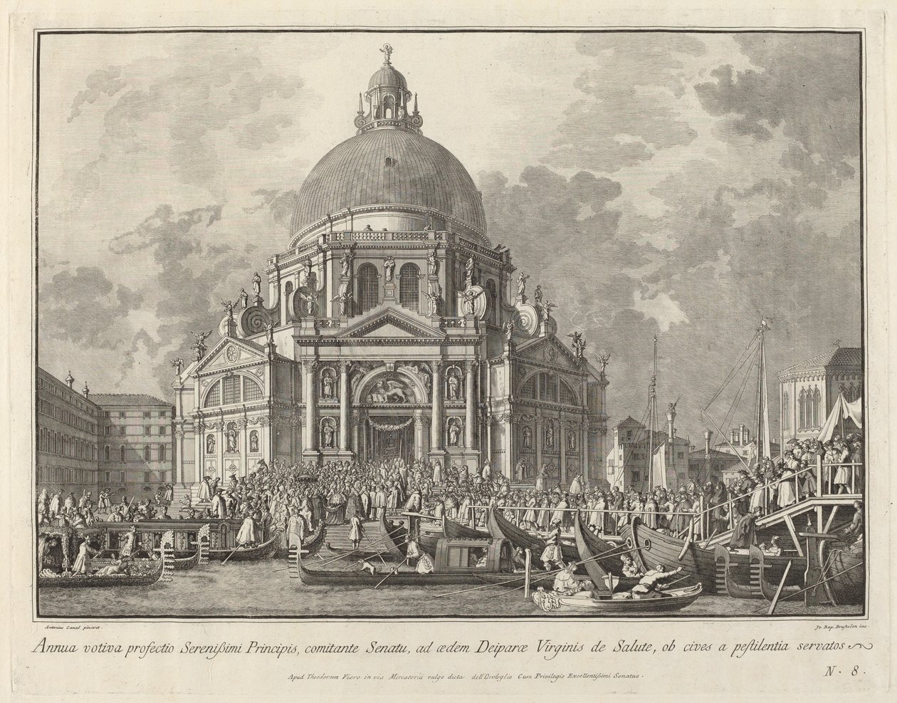 Jaarlijks bezoek van de Doge aan Santa Maria della Salute door Giovanni Battista Brostoloni