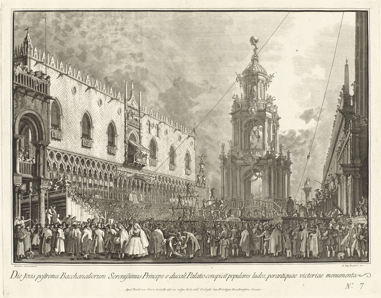 De Doge woont het Giovedi Grasso-festival bij in de Piazzetta, 1763-1766 door Giovanni Battista Brostoloni