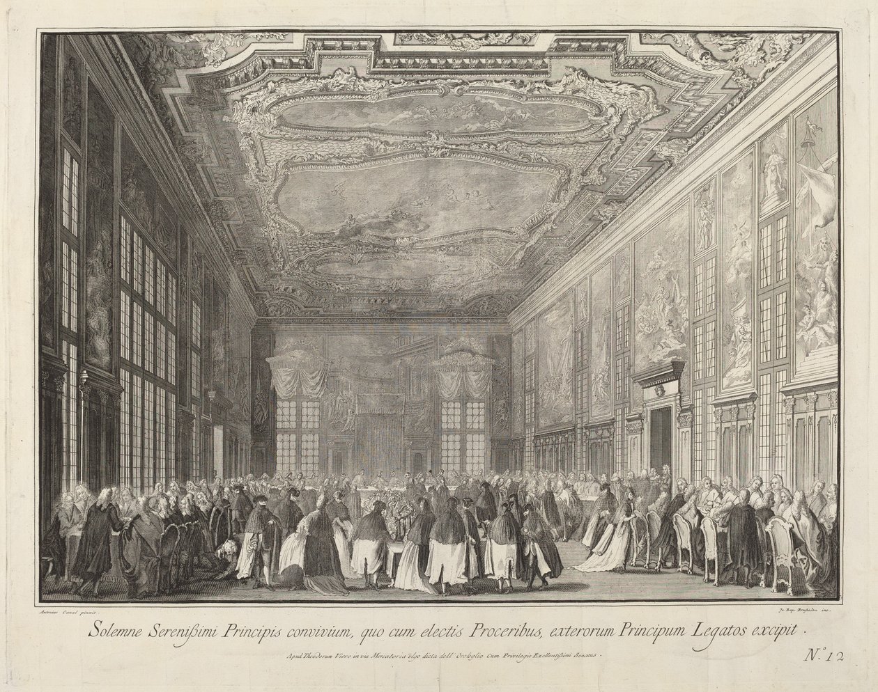 De Doge ontvangt buitenlandse ambassadeurs op een banket door Giovanni Battista Brustolon after Canaletto