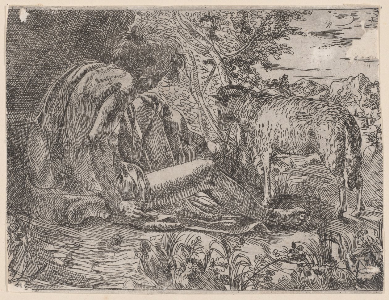 Sint Johannes de Doper met een lam door Giovanni-Battista Caracciolo