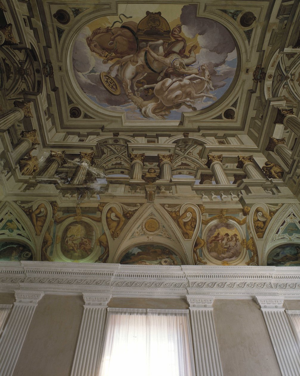 De val van Phaeton (1625) - Fresco en trompe l