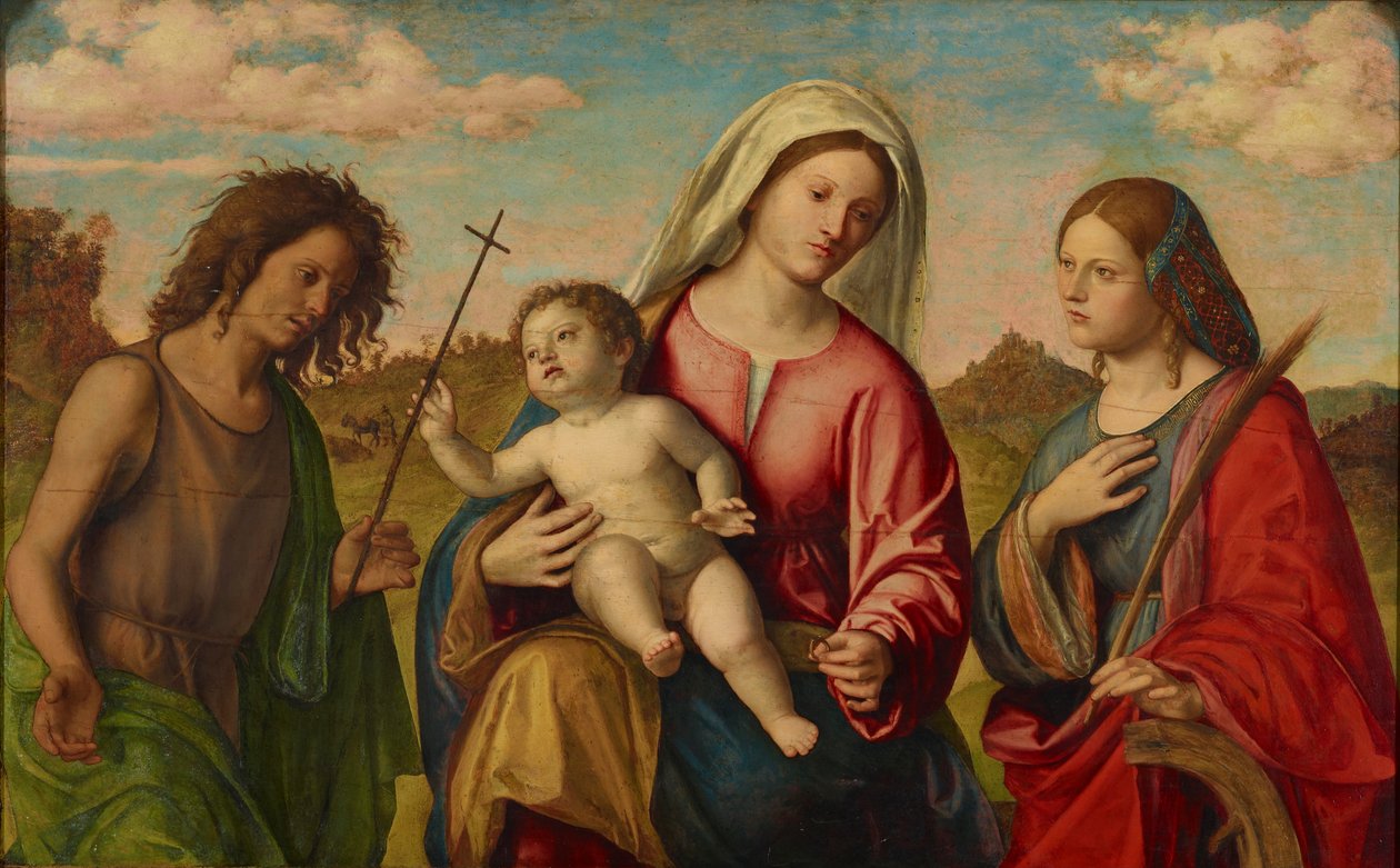 Maagd en kind met de heilige Catharina en Johannes de Doper, ca. 1515 door Giovanni Battista Cima da Conegliano