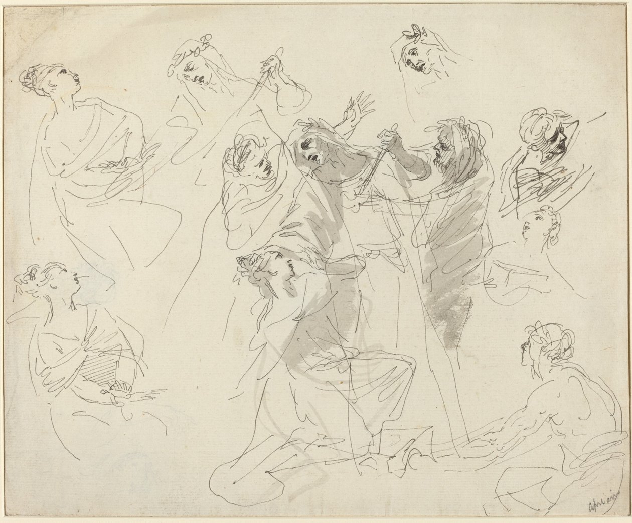 Figuurstudies [recto] door Giovanni Battista Cipriani