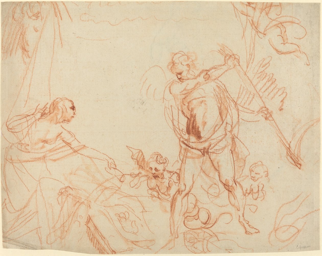 Mythologische compositie met Chronos en Harpijen [recto] door Giovanni Battista Cipriani