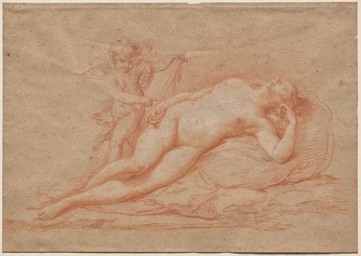 Liggende Naakte met Cupido door Giovanni Battista Cipriani