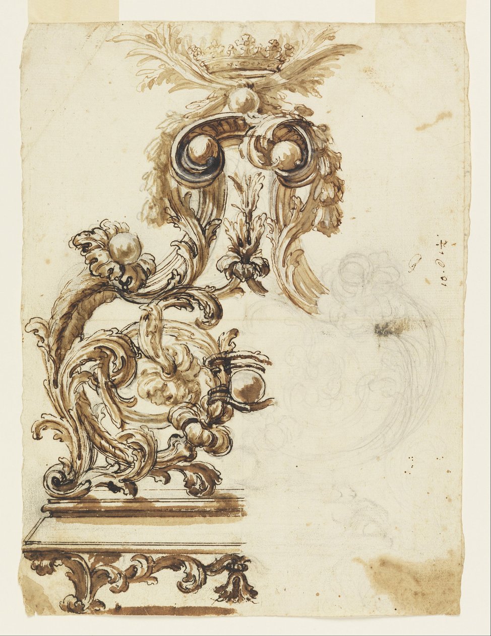 Ontwerp voor een verguld bronzen ornament door Giovanni Battista Foggini