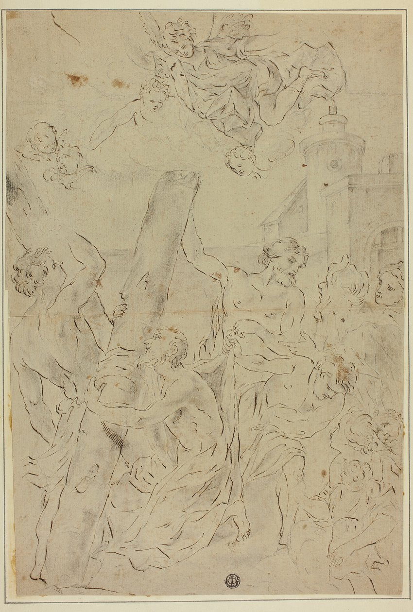 Sint-Andreas die het kruis aanbidt door Giovanni Battista Gaulli