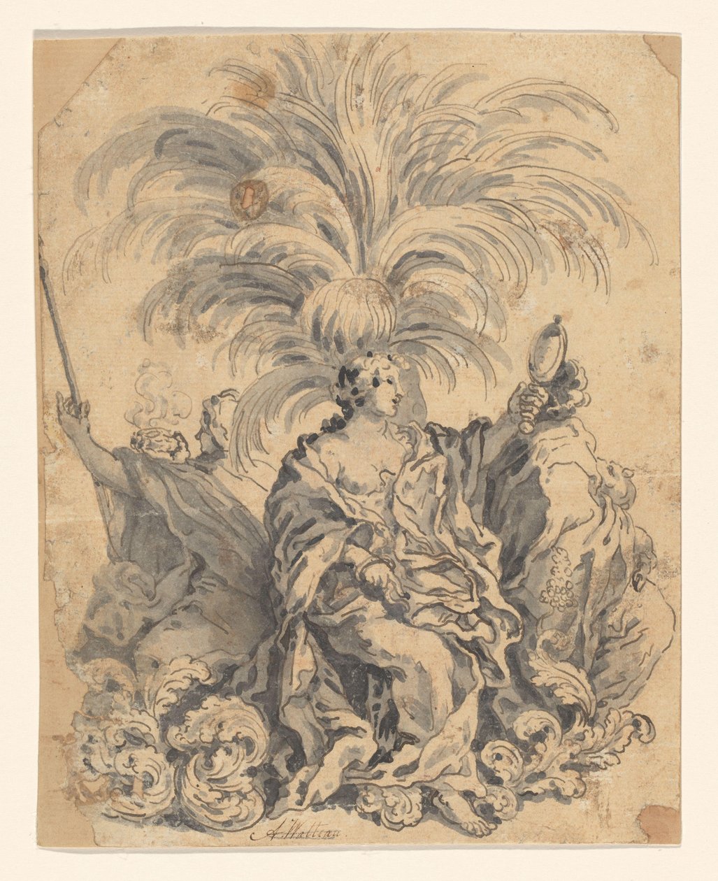 Groep van suikerwerk met Geloof, Voorzichtigheid en Trouw (?) door Giovanni Battista Lenardi