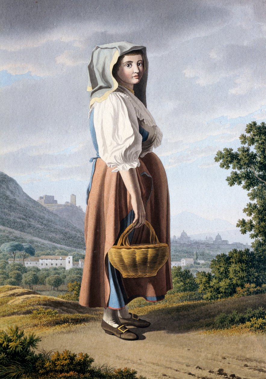 Boer op de achtergrond van Maddaloni, door Giovan Battista Lusieri, Italië door Giovanni Battista Lusieri