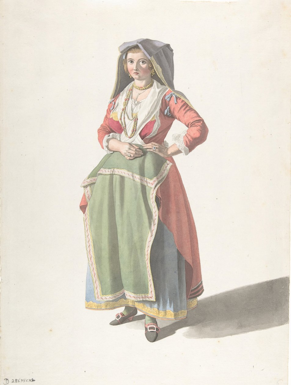 Jonge Vrouw in Traditionele Napolitaanse Kleding door Giovanni Battista Lusieri