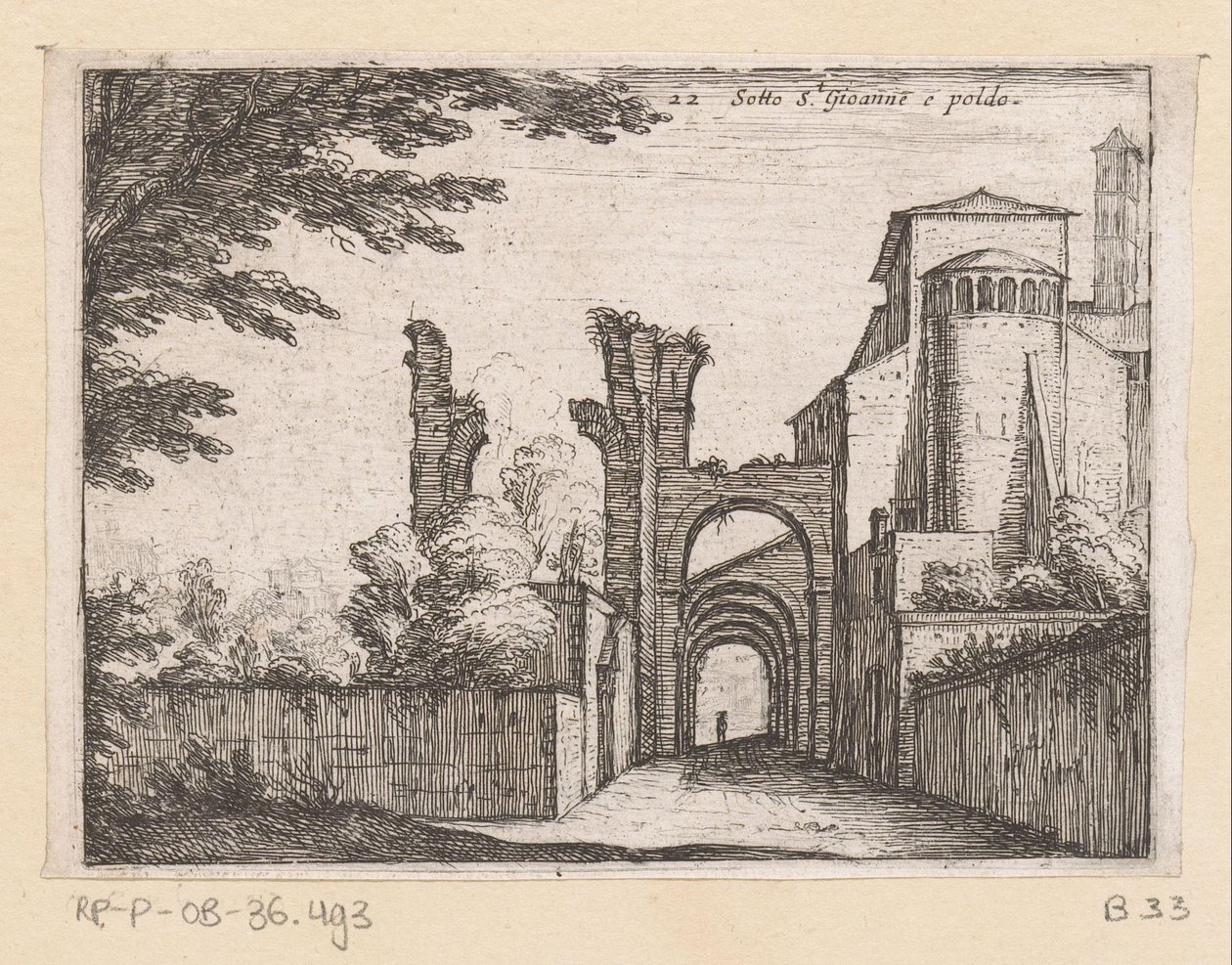 Clivus Scauri en de Santi Giovanni e Paolo door Giovanni Battista Mercati
