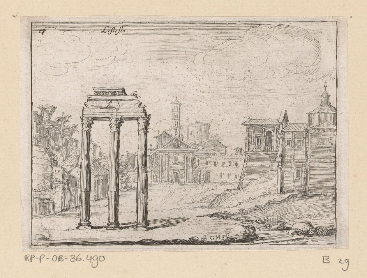 Gezicht op het Forum Romanum te Rome door Giovanni Battista Mercati