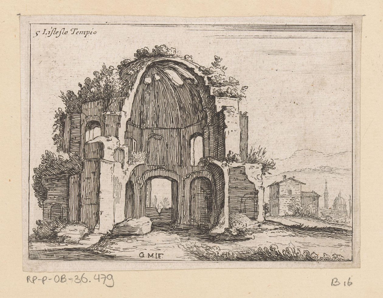 Resten van de Tempel van Minerva Medica in een landschap door Giovanni Battista Mercati
