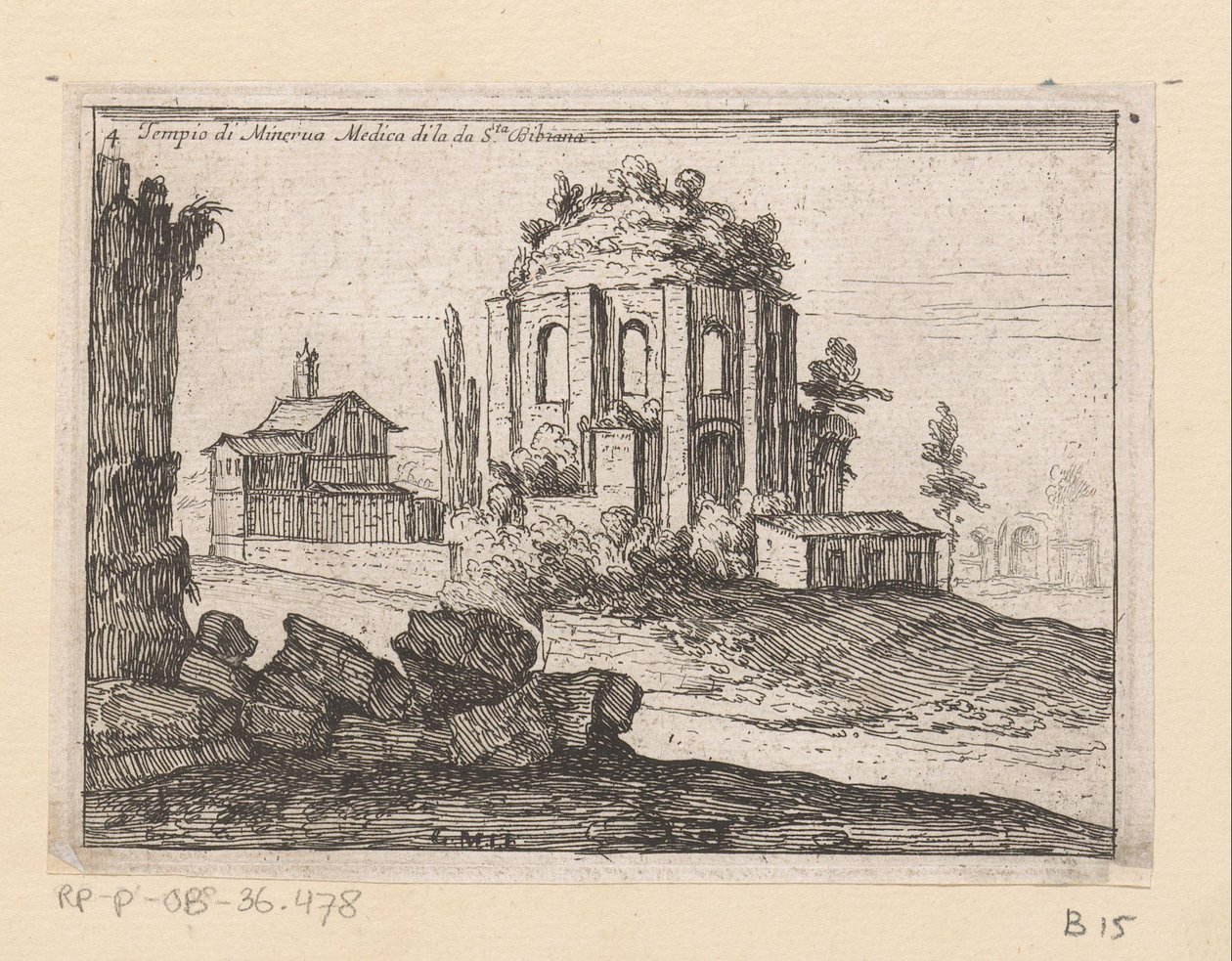 Resten van de Tempel van Minerva Medica in een landschap door Giovanni Battista Mercati
