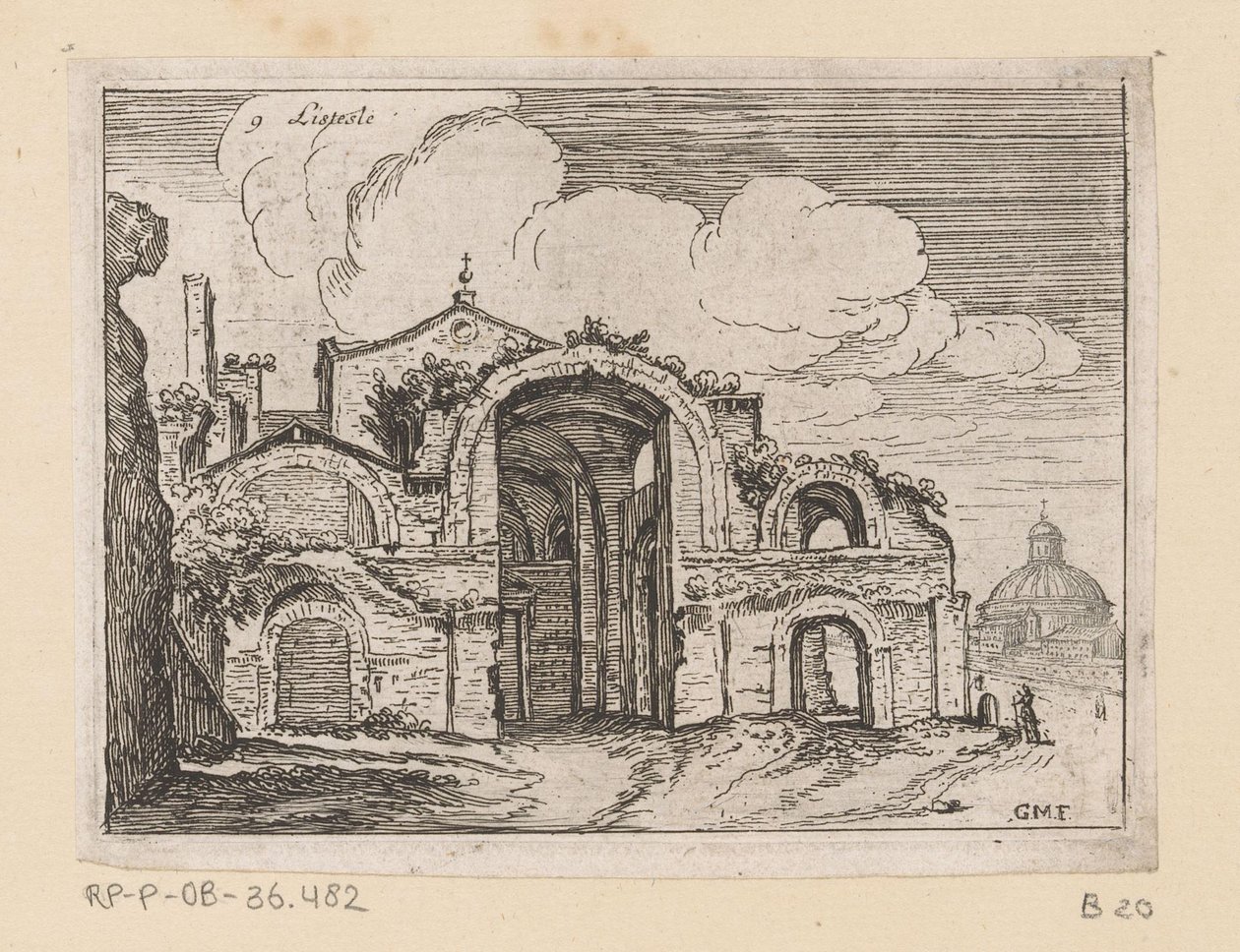 Resten van de Thermen van Diocletianus te Rome door Giovanni Battista Mercati