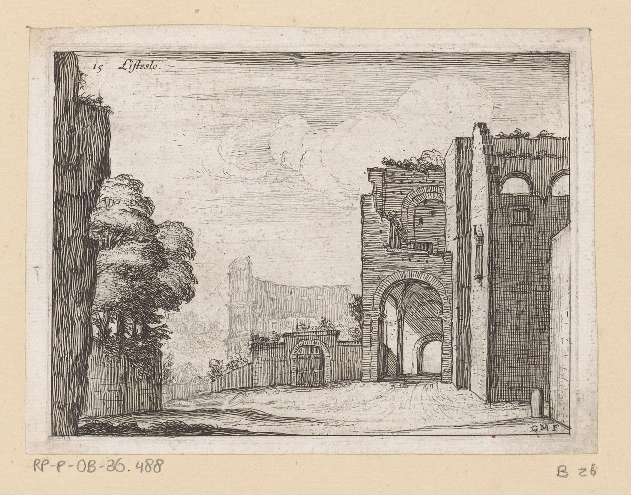 Ruïnes bij het Colosseum te Rome door Giovanni Battista Mercati