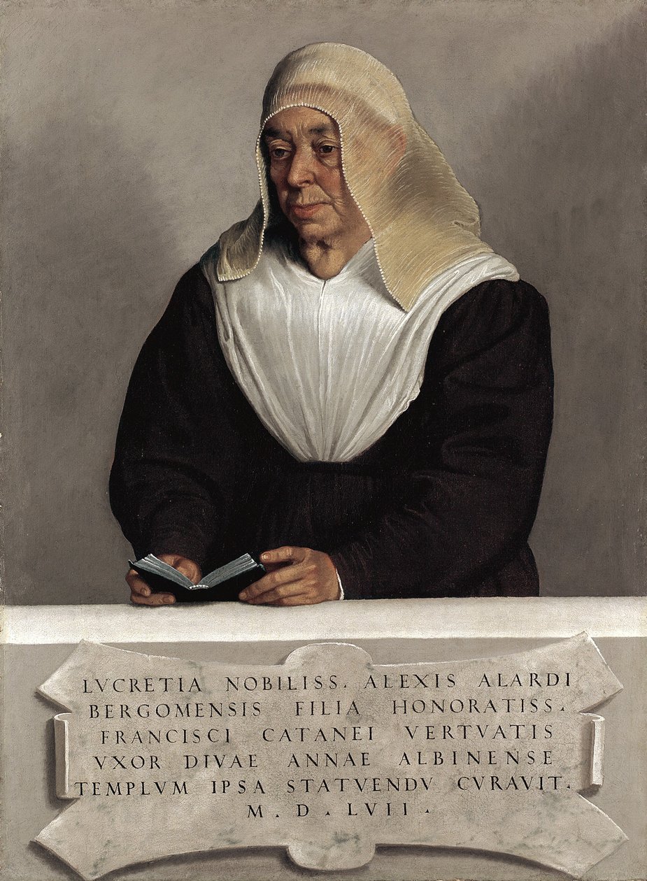 De abdis Lucrezia Vertova Agliardi, ca. 1557 door Giovanni Battista Moroni