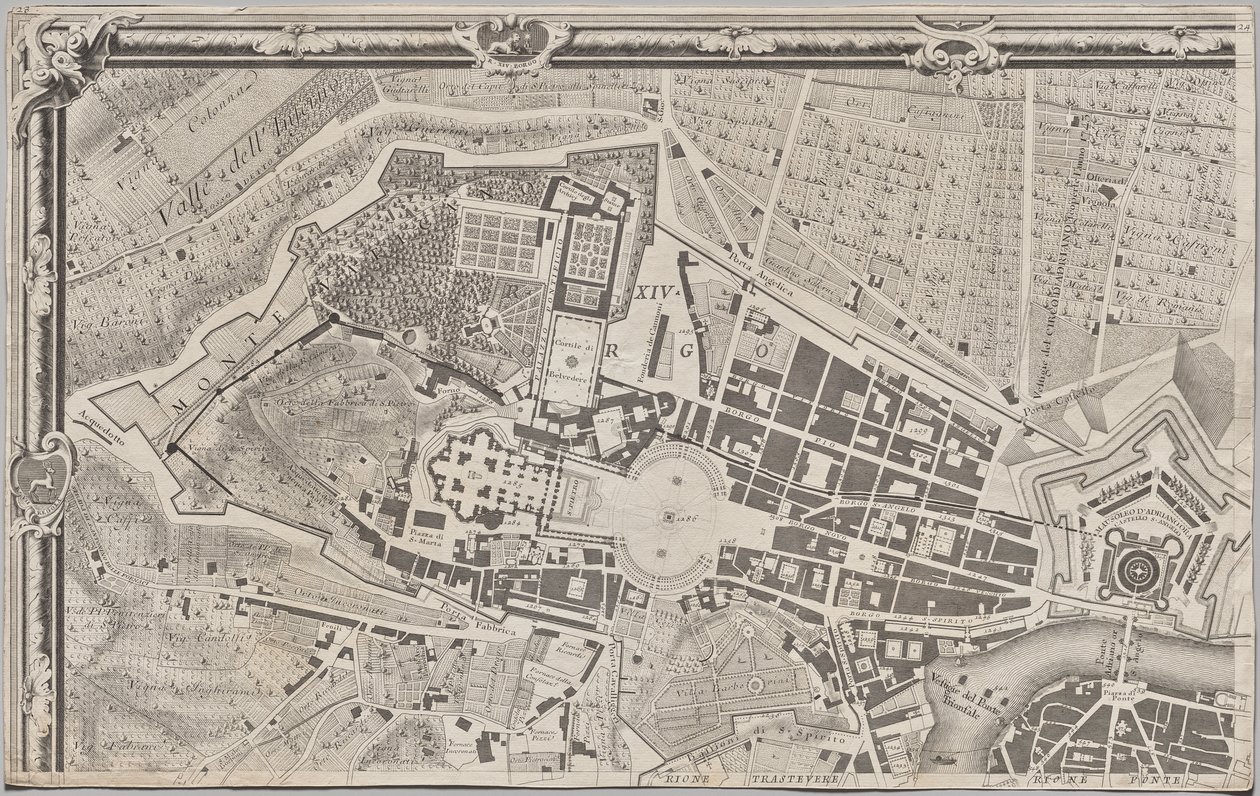 Nieuwe Plattegrond van Rome Uitgegeven door Giambattista Nolli in het Jaar 1748, bekend als La Pianta Grande di Roma door Giovanni Battista Nolli