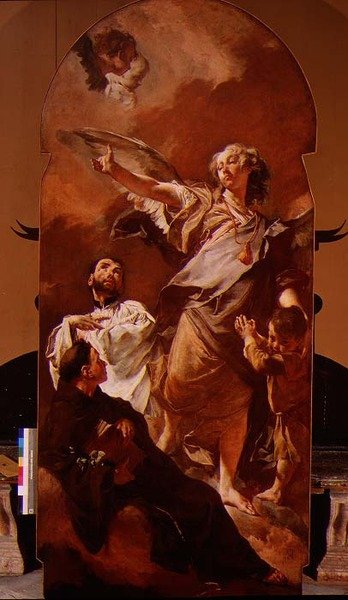 Beschermengel met St. Antonius van Padua en St. Gaetano Thiene door Giovanni Battista Piazzetta
