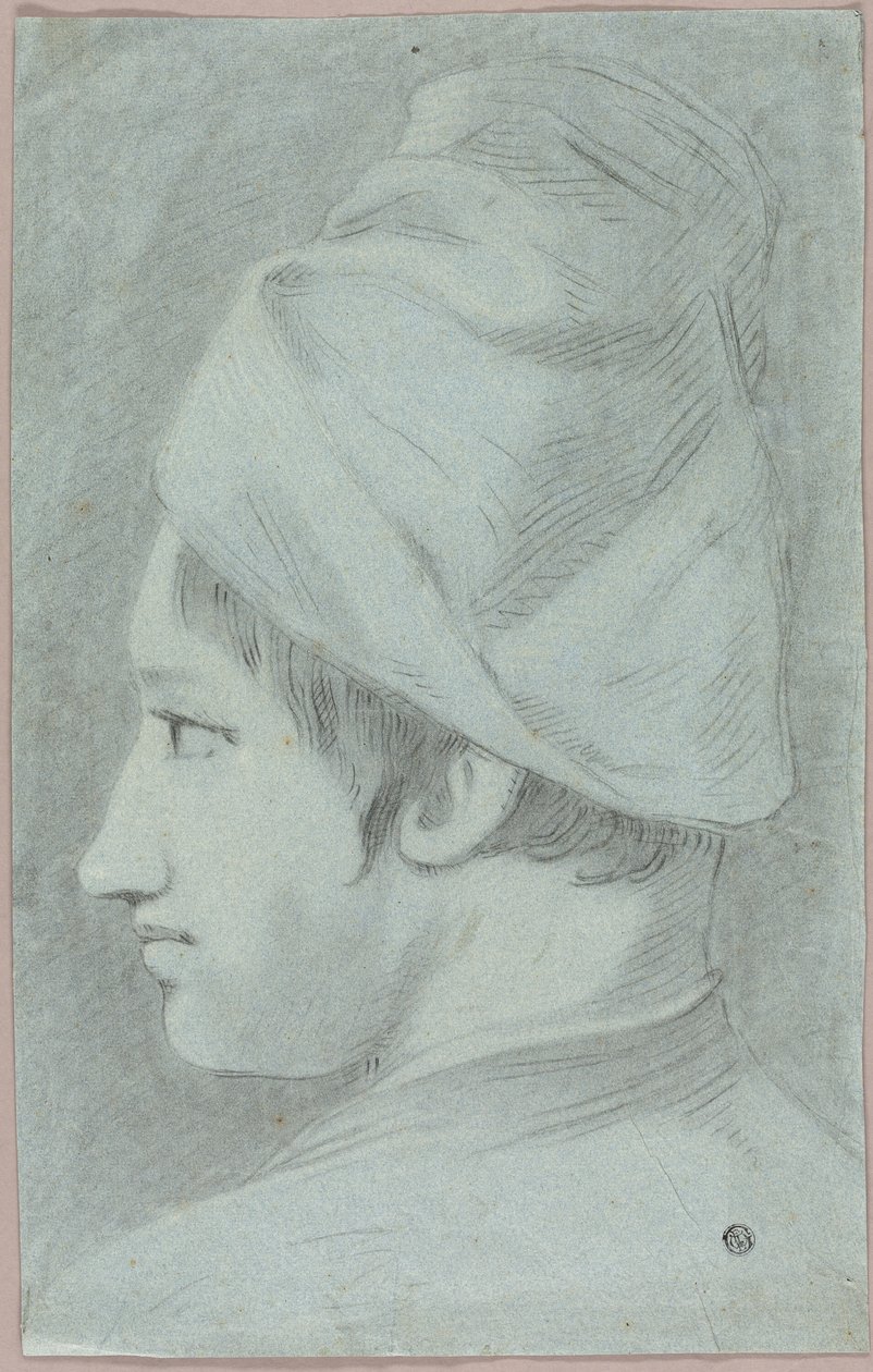 Hoofd van jongen met hoed in profiel door Giovanni Battista Piazzetta