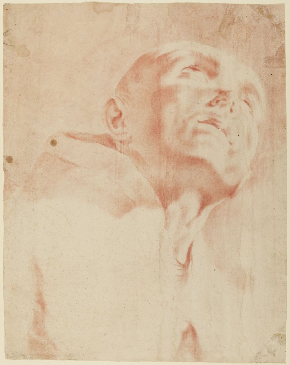 Hoofd van een monnik die omhoog kijkt door Giovanni Battista Piazzetta