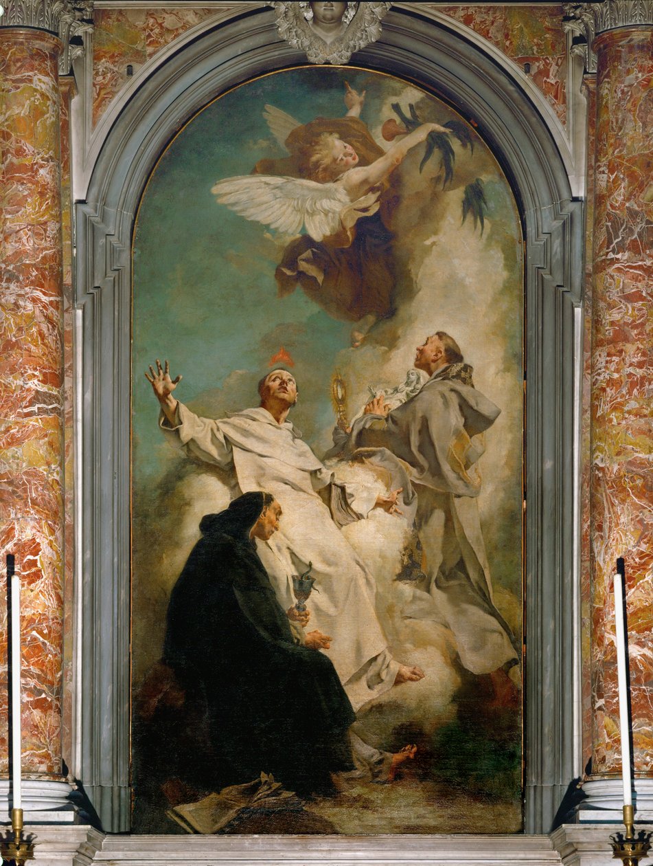 De drie Dominicaanse heiligen: Sint Vincent Ferrer, Sint Ludovico Bertrand en Sint Hyacint (olieverf op doek) door Giovanni Battista Piazzetta