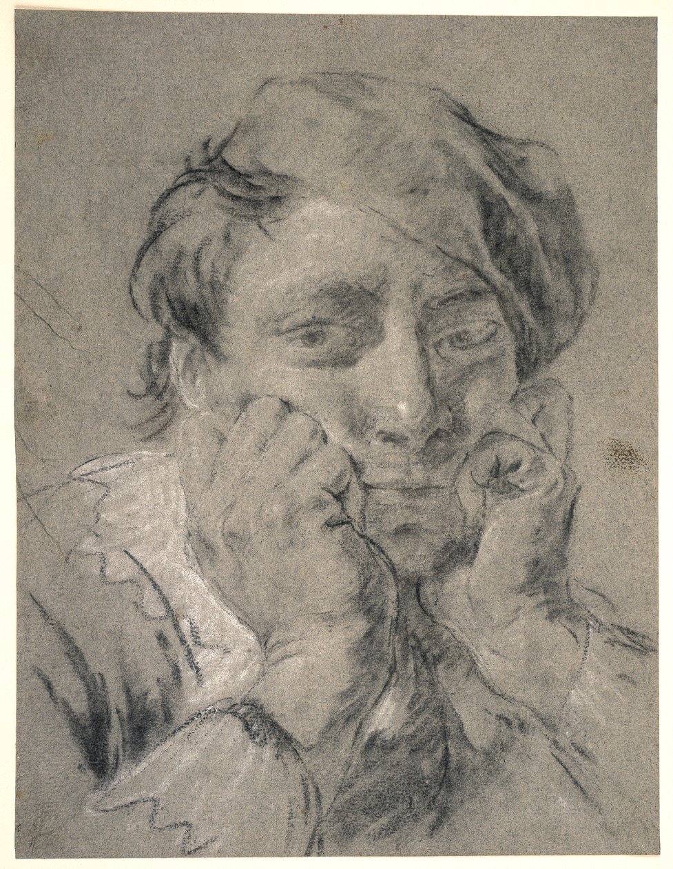 Jonge man met een Beretta, met zijn hoofd in zijn handen door Giovanni Battista Piazzetta