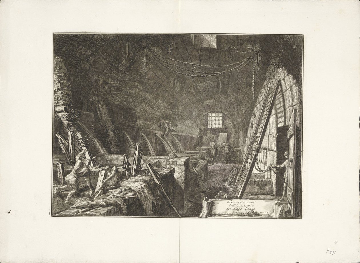 Afvoerkanaal van Meer van Albano door Giovanni Battista Piranesi