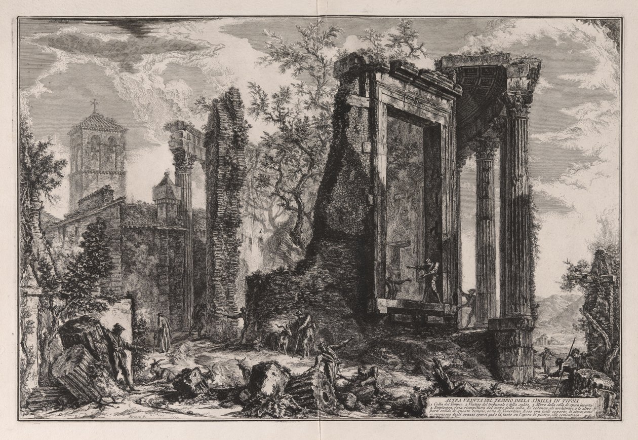 Andere aanblik van de Tempel van de Sibille in Tivoli, uit Vedute di Roma (Gezichten op Rome) door Giovanni Battista Piranesi