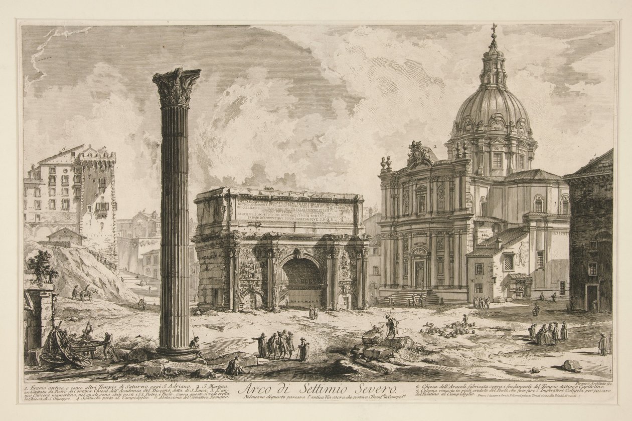 Boog van Septimius Severus, uit Vedute di Roma door Giovanni Battista Piranesi