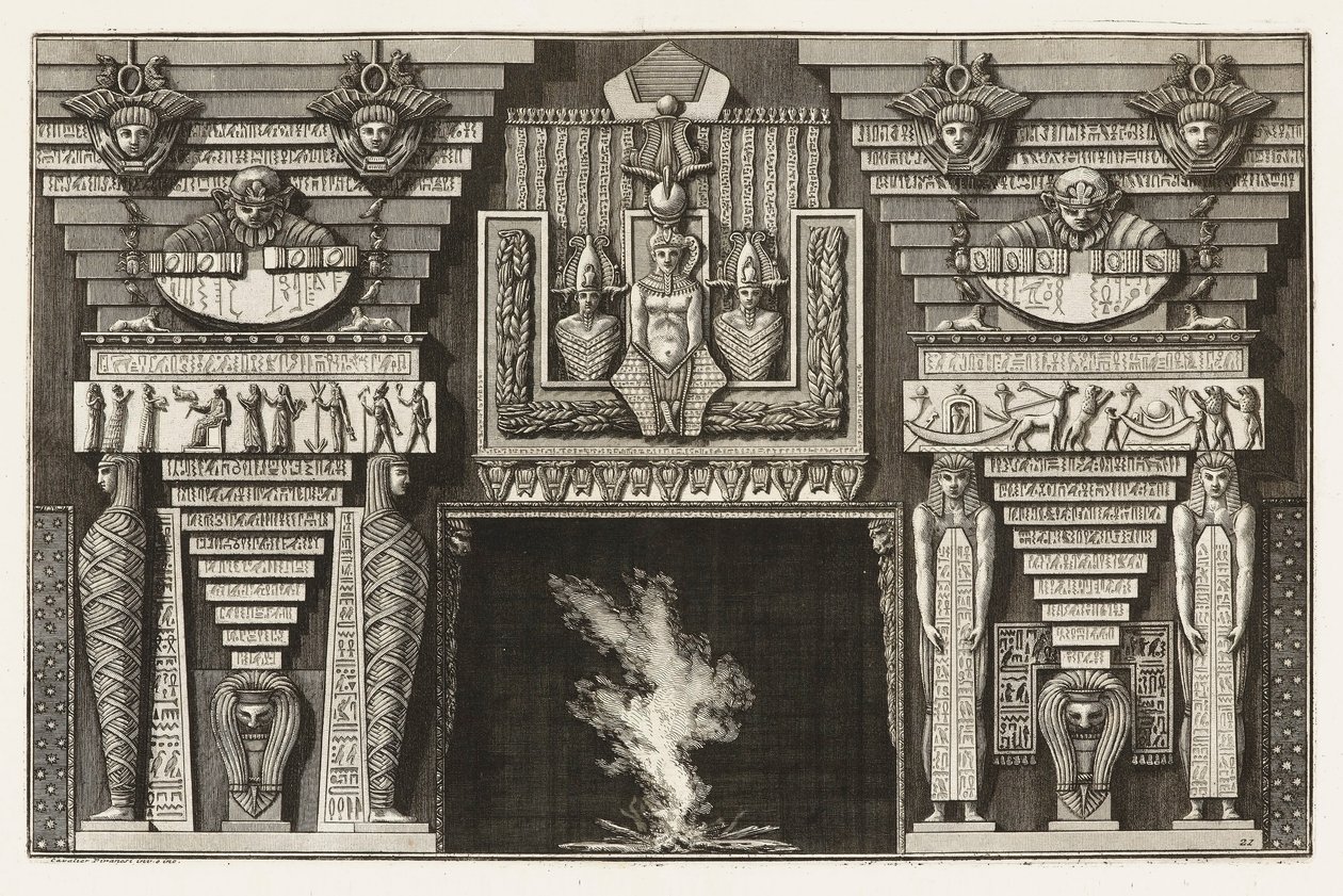 Gebonden Prent, Etruskisch Chimneypiece, uit Diverse Maniere d